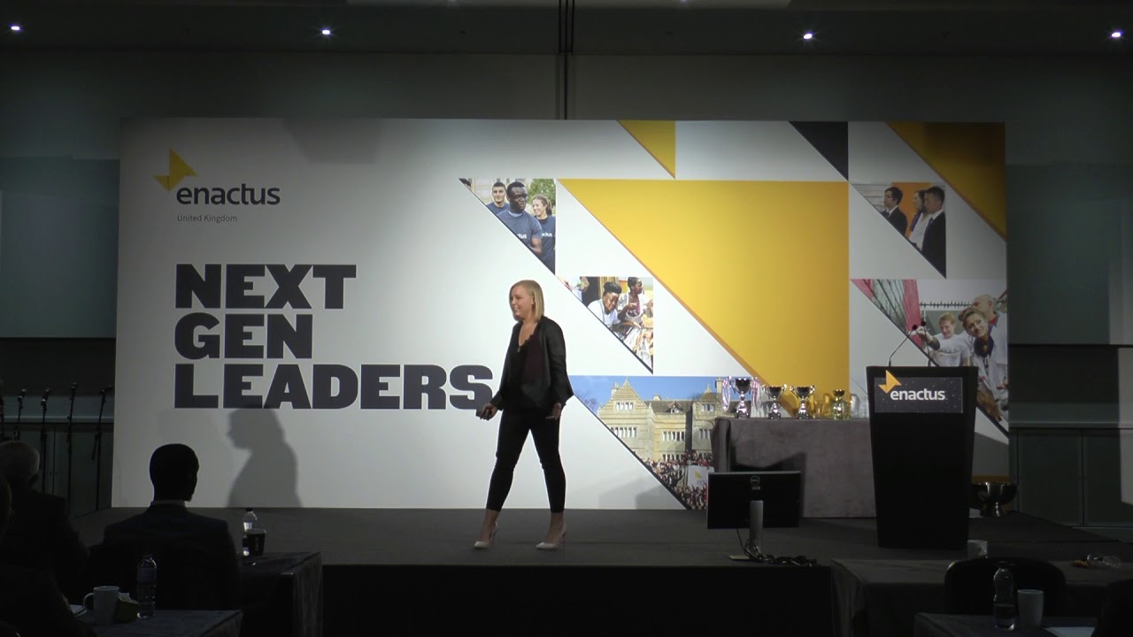 Charlotte Pearce presenting Inkpact at the 2018 Enactus UK National Expo